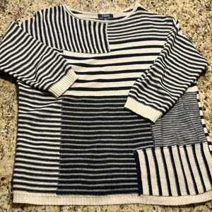 CHAPS women’s navy and cream striped sweater Large
